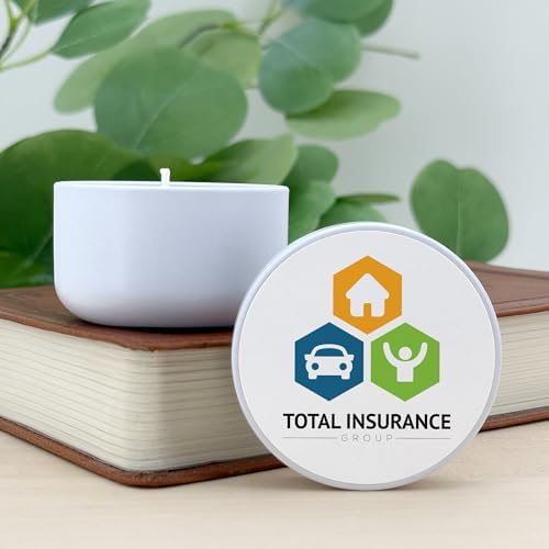 Custom Candles with Logo - 10 Pack - White Tin