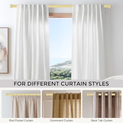 Heavy Duty Brass Curtain Rods 18-45 Inch Adjustable Single Rods