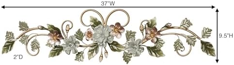 Touch of Class Flowering Charm Metal Wall Topper - Pink Gray Green Taupe Gold