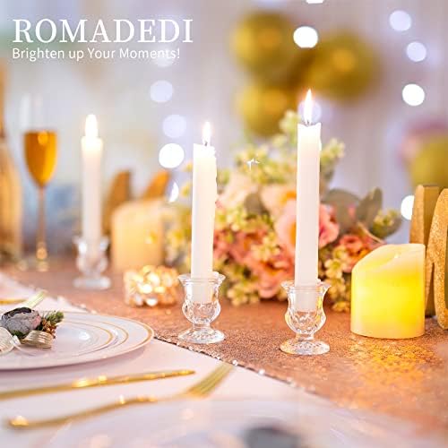 20 Pcs Clear Glass Candlestick Holders for Wedding and Party