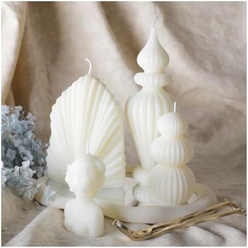 4 Pcs Ribbed Pillar Candles with Modern Aesthetic Design