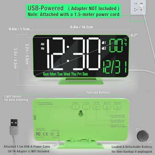 KOSUMOSU 67 Inch Digital Clock with Dual Alarms