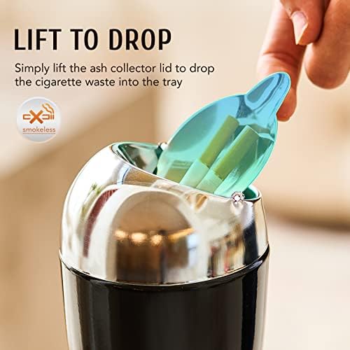 CO-Z Adjustable Ashtray with Lid 3 Height Options Black