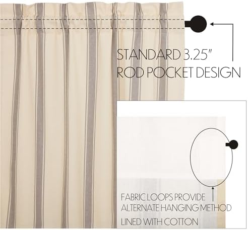 VHC Brands Grace Grain Sack Stripe Swag Panels Set of 2