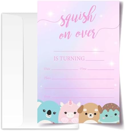 Squish Birthday Invitations with Envelopes Pack of 20 4x6