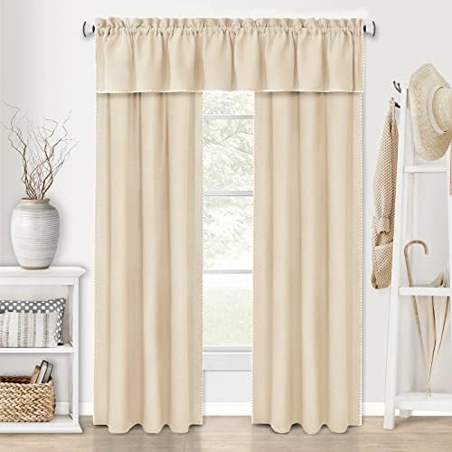 Kendal Window Curtain Valance 58x14 Inch Tan White