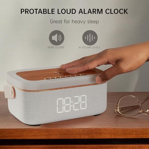 LOVME 5-in-1 Alarm Clock with Bluetooth Speaker and Wireless Charger