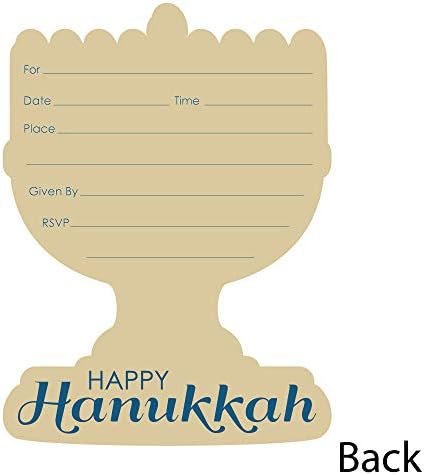 Big Dot of Happiness Happy Hanukkah Shaped Fill-In Invitations Set of 12