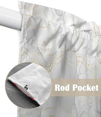 Grey Marble Swag Curtains with Rod Pocket