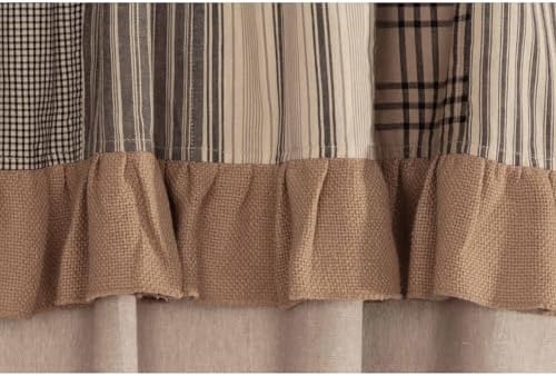 VHC Brands Sawyer Mill Curtain Panel 63x36 Charcoal Khaki Tan