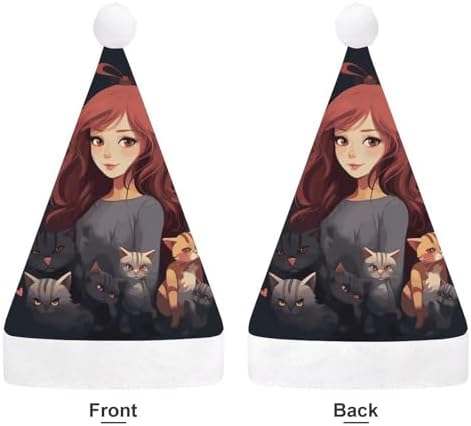 Santa Hat for Women Who Loves Cats Christmas Party Headwear