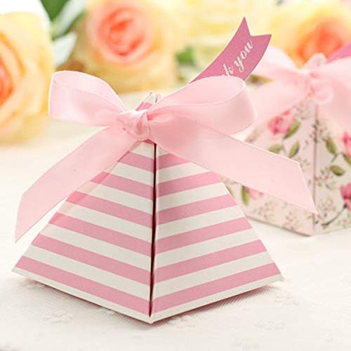 Toyvian 25 Pack Triangle Wedding Gift Boxes Double-sided Printing Pink