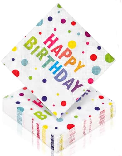 60 Pcs Rainbow Polka Dot Paper Napkins 13x13 Inches Folded Party Set