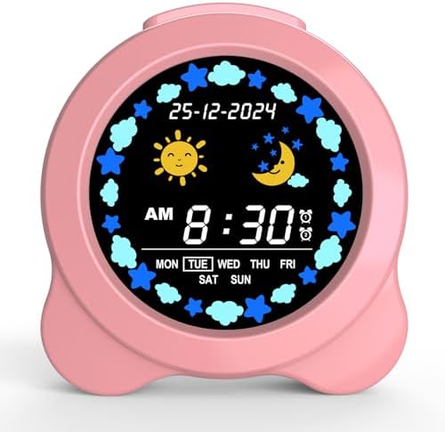 Kids Alarm Clock with Sun Moon LED Display and Sleep Sounds