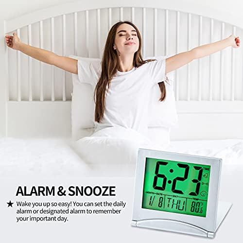 KANBIT Small Digital Travel Alarm Clock with Backlight and Temperature