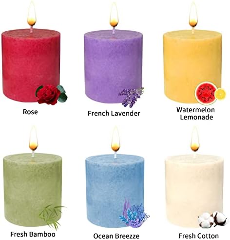 Decorative Pillar Scented Candles Set of 6 with 6 Scents
