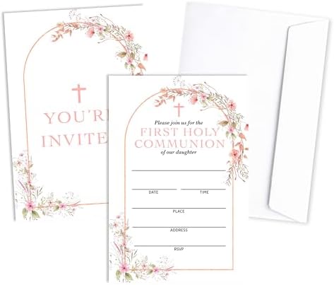Baptism Invitation Set with 25 Cards and Envelopes