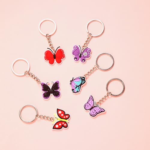 19pcs Butterfly Keychain Keyring Set Cute Silicone Keychain Gift for Kids