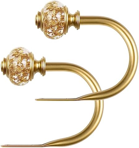 2 Pack Curtain Holdbacks with Gold Translucent Finials