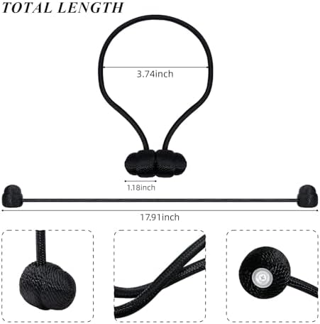 Tifanso Black Magnetic Curtain Holdbacks - 4pcs