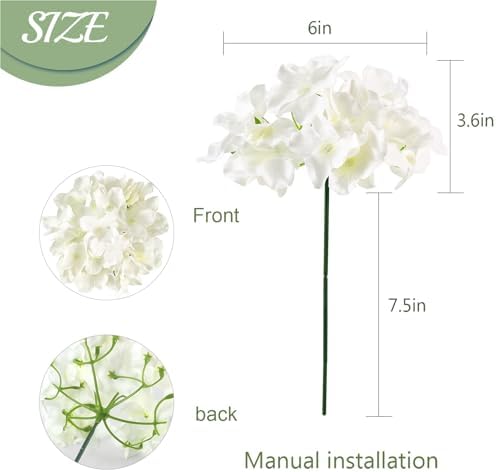 64 PCS Artificial Hydrangea Flowers Ivory