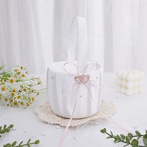 Elegant Satin Flower Girl Basket for Weddings
