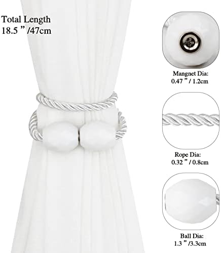 Strong Magnetic Curtain Tiebacks 2 Pack White