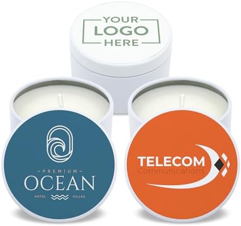 Custom Candles with Logo - 10 Pack - White Tin