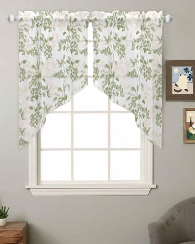 Sage Green Wildflower Panels Curtains Set 72x45 Inch