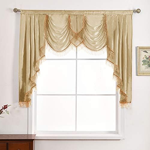 NAPEARL Champagne Swag Valance Curtain 61x49 Inch