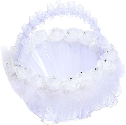 Wedding Flower Girl Basket White Candy Storage Basket