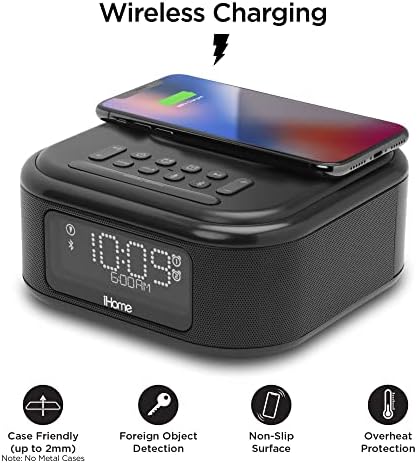 iHome Alarm Clock with Wireless Charging and Bluetooth Speaker