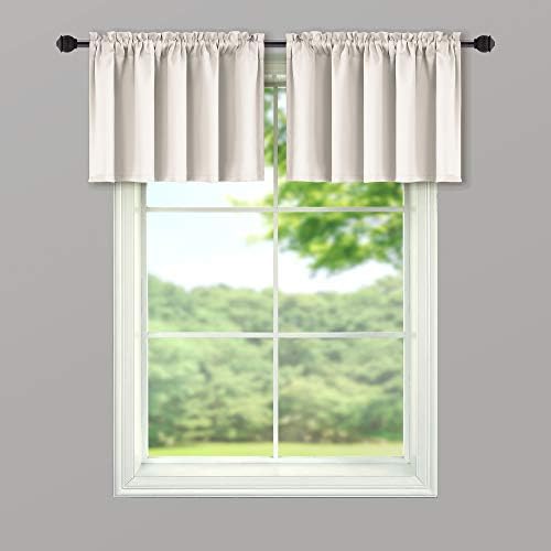 MrsNaturall Beige Valance Curtains 3 Panels 36x16 Inches