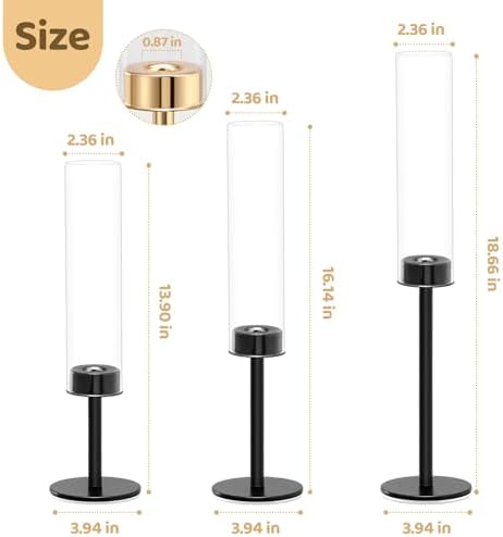 Black Hurricane Candle Holders Set of 3