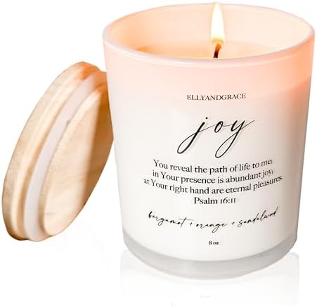 Elly Grace Joy Scented Soy Candle with Bible Verse