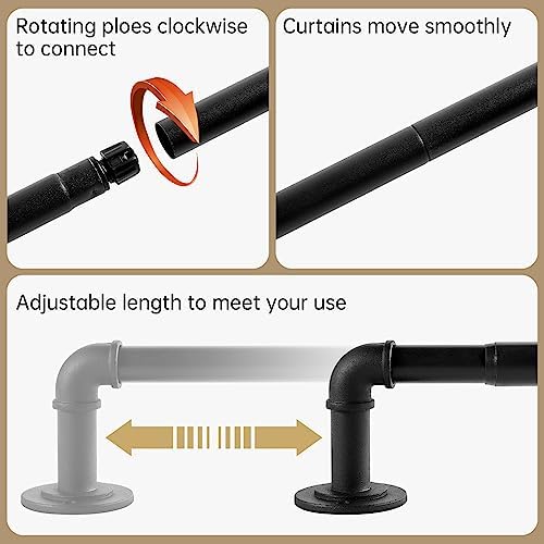 JoyUltra Blackout Wrap Around Curtain Rod 78 Inch Diameter 33-45 Inches Black