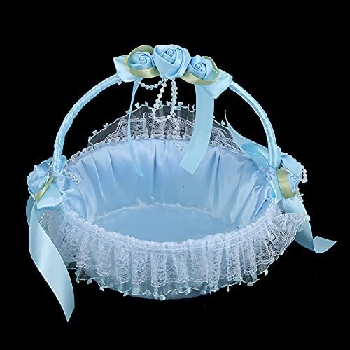 Pink Flower Girl Baskets with Handle for Weddings