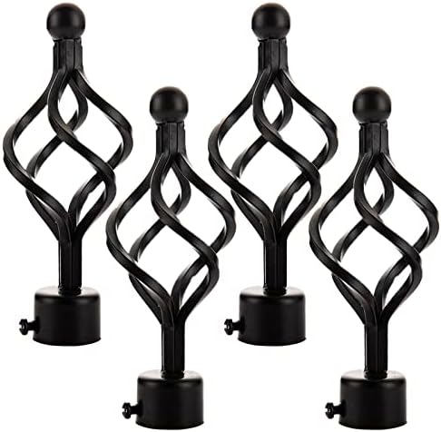 ECESLENT Window Treatment Finials 4PCS Black