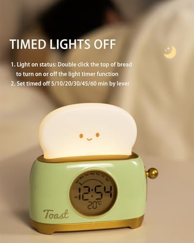 Cute Toast Alarm Clock for Kids and Teens