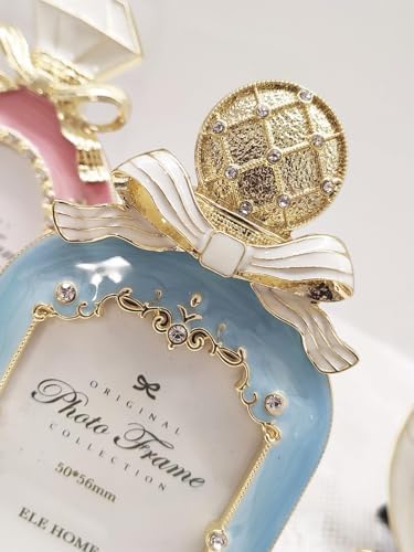 Mini Perfume Bottle Shaped Metal Photo Frame Blue