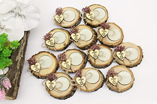 50 Pcs Personalized Log Candle Holders Wedding Favors