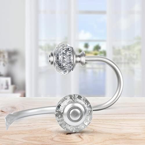 2 Pack Silver Curtain Holdbacks with Crystal Finials