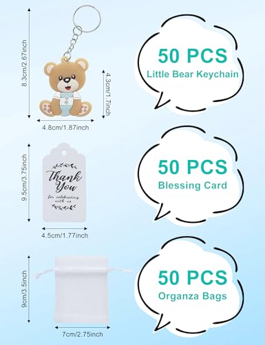 50 Set Animal Bear Keychain Favors for Baby Shower Christening Baptism