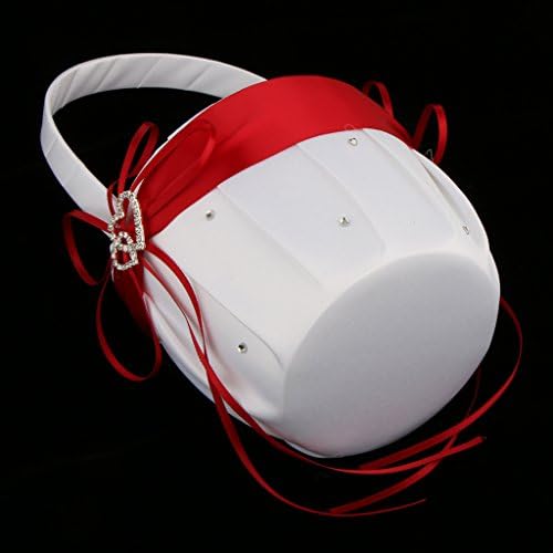 2PCS Wedding Flower Girl Baskets with Double Heart Rhinestone Design