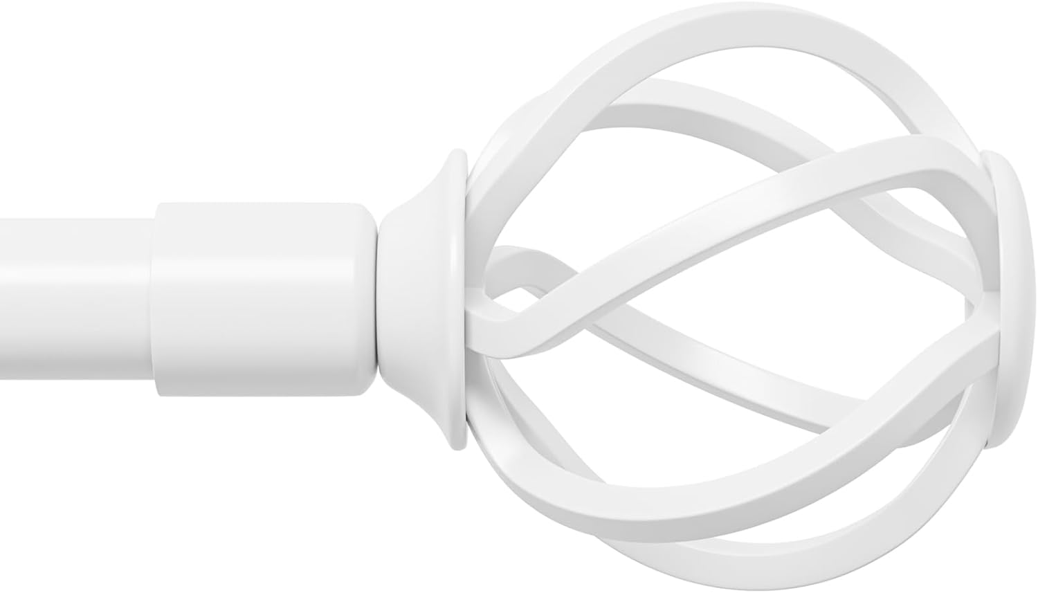 White Curtain Rods 32-50 Inch with Twisted Cage Finials