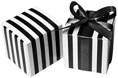 Small Cube Candy Boxes Bulk Black and White Striped Party Favors