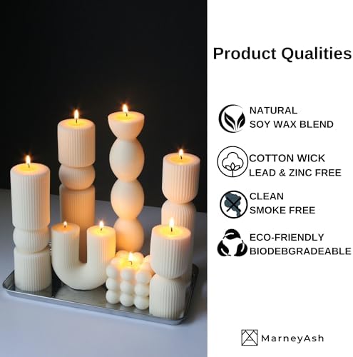 7Pc Large Pillar Candle Set Minimalist Decor