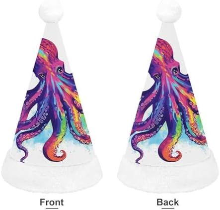 Colorful Octopus Santa Christmas Hat for Adults