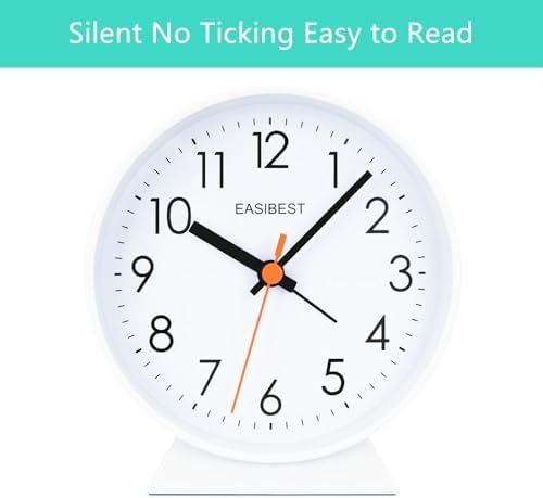 No Ticking Silent Alarm Clock with Snooze Light