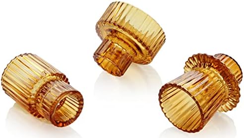 Vixdonos Taper Glass Candlestick Holders 3 Pcs Amber